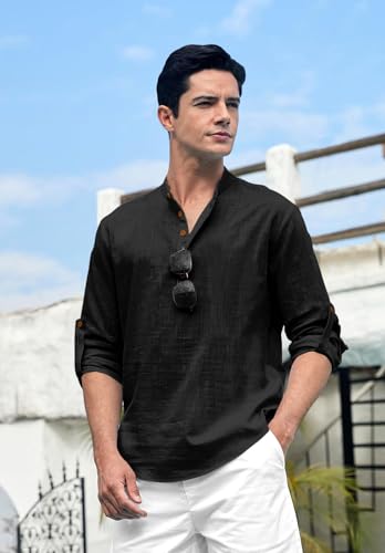 Image of Zombom Cotton Polyester Blend Solid Casual Regular Fit Mandarin /Chinese Collor Short Kurta for Men