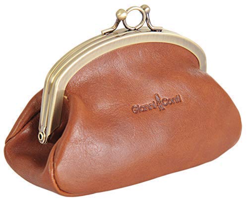 Gianni Conti Fin Cuir Italien Double Section foncé Barrette – Porte-Monnaie 918092
