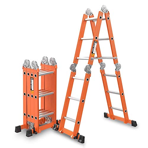 Lsqdwy Escalera telescópica portátil Escalera Plegable multifunción con Ruedas Escalera de ingeniería de elevación Escaleras Rectas, Escalera de Espina de Pescado de Espesamiento, Espesor: 2.5Mm, T