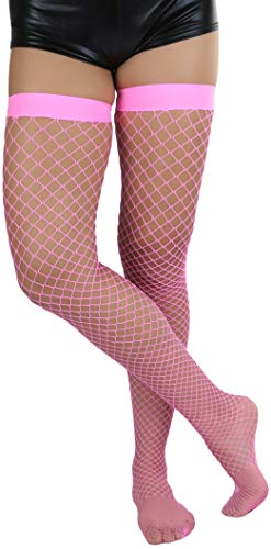 Image of ToBeInStyle Women's Vibrant Large Net Fishnet Thigh High Elastic Nylon Novelty Stockings