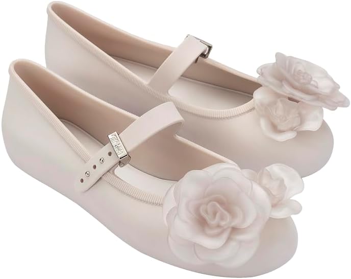 Melissa Soft Ballerina Petals - Seasonless Flats for Women - Classic Ballet Flat Style with Adjustable Strap - Light-as-Air PVC Construction - Soft Foam Insole - Bubblegum Scent