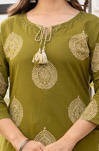 Image of rytras Women Woman Pure Cotton Straight Kurta Sets with Palazzos Pants & Dupatta|Kurti Set for Woman|Suit Set for Women Cotton