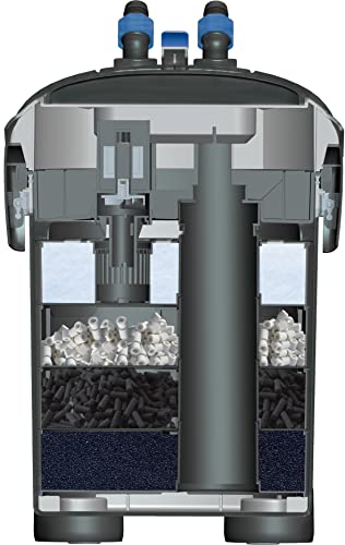 Image of Penn-Plax Cascade Max Flow Canister Filter - 820 GPH Aquarium Filter for Tanks Up to 250+ Gallons - 360 Degree Flow Valves, Poly Fiber Pads and Bio-Sponge - Fresh & Saltwater - 16.6 x 15 x 23.6 in