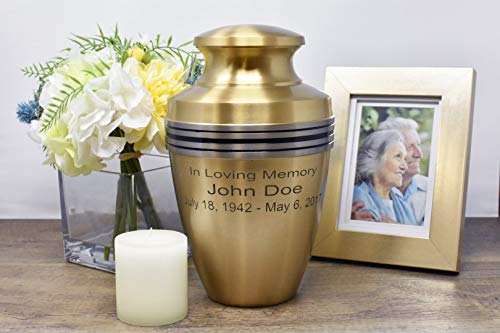 Image of Custom Engraved Momentful Life Revere Bronze Adult Urn - Bronze Cremation Urn