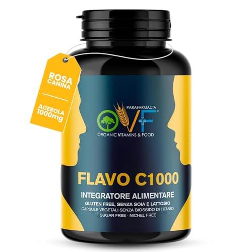 Parafarmacia OVF, Vitamina C 1000mg ad Alto Dosaggio e naturale, 120 Compresse Vegan (1mese), integratore vitamina c pura con flavonoidi