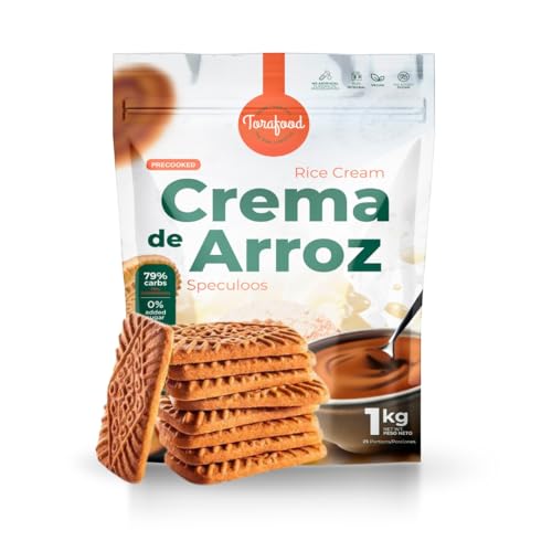 Crema de Arroz Sabor Speculoos de 1 kg | Harina de Arroz Precocida 100% Integral Vegana | Fuente de Carbohidratos Instantánea | Torafood