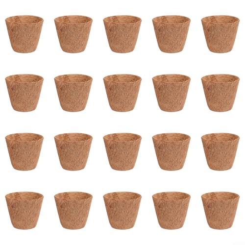 UrbanHui Lot de 20 pots de plantation biodégradables en fibre de coco - Sacs de pépinière pour la culture des myrtilles - Conteneurs respirants pour le développement des racines pour le jardin (grande
