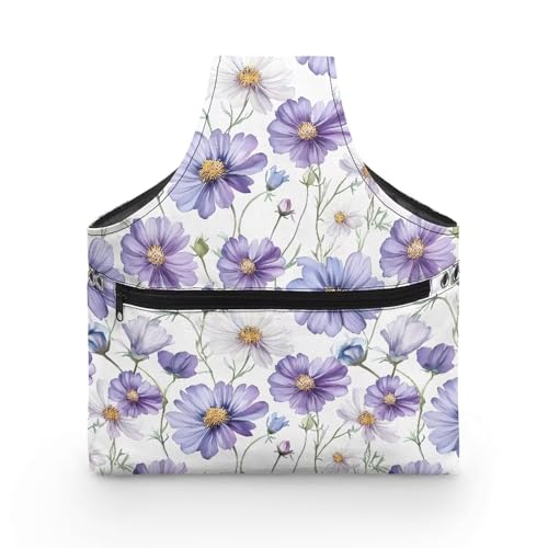 Image of KUIFORTI Purple Flower Knitting Tote Bag Yarn Bag Lightweight for Crocheting on The Go, Travel Project Wrist Storage for Knitting Needles, Crochet Supplies Portable