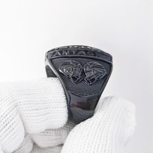 Image of 2025 Fantasy Football Championship Ring | Heavy FFL Champion Trophy Ring | Gold Silver Tone Plated Award Trophy for Fantasy Football League Winner