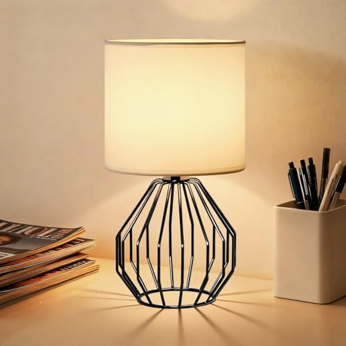 KRASTY Small Black Table Lamp, Modern Minimalist Desk Lamp with