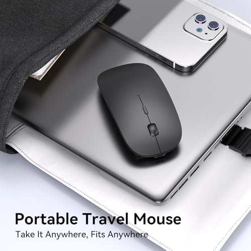 Wireless Mouse for MacBook Air/Pro, USB A & USB C Laptop Mouse (Black) - 5