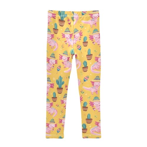 Cute Salamander Cactus Girls Leggings Ultra Soft Compression Yoga Gym Pants for Kids 4-10T2