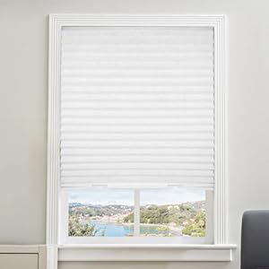 6 Packs Cordless Pleated Light Filtering Fabric Shade 36 in x 72 in Easy to Cut and Install, White, Paper Blinds with 12 Clips