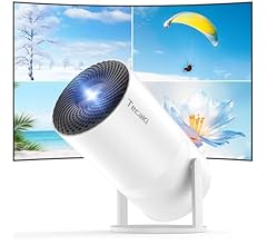 Tecaki Mini Projector Full HD 1080P, Portable Projector with WiFi and Two-Way Bluetooth, 180° Rotatable, Auto Vertical Keys…