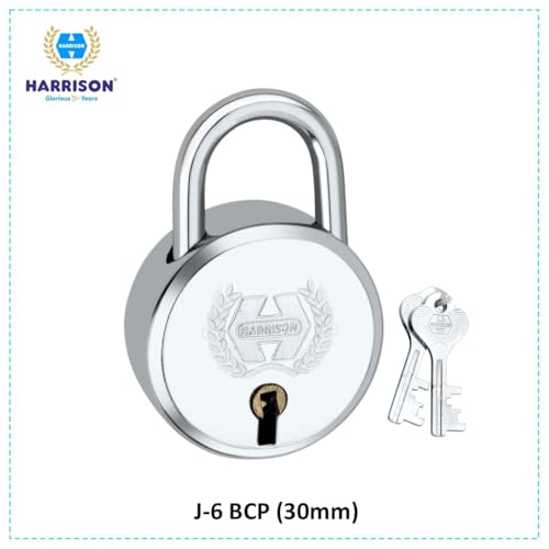 Image of Harrison Padlocks 0675 / Round Luggage Padlock 25mm with 2 Keys /Mild Steel Material /Bright Chrome Plated Finish /Pack of 8 / for Luggage, Suitcase, Box, Bag
