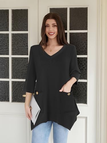 Image of Bulotus Womens Sweaters 2025 Winter Cowl Neck Long Asymmetrical Tunic Sweaters for Leggings Holiday Vacation Tops