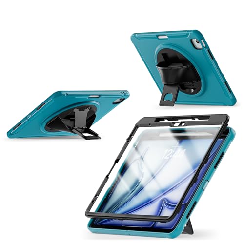 Funda de iPad Air 13 M4 con soporte giratorio 360 y cristal protector A3461