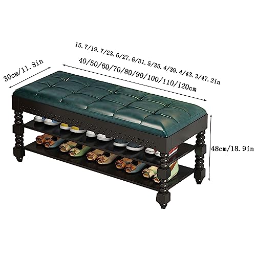 Banc à chaussures compact avec coussin en cuir pour ranger l'entrée - 4
