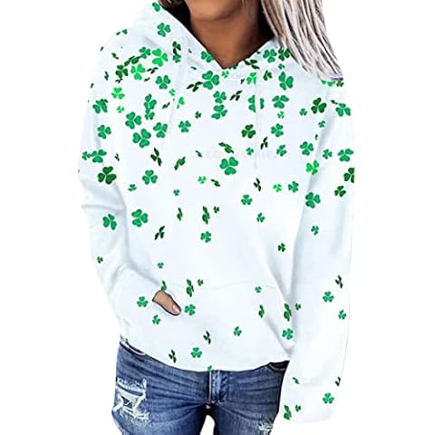 WIWIQS Women St Patricks Day Shamrock Pullover Clover Causal Plus Size Sweatshirt Pullover Green S Cover
