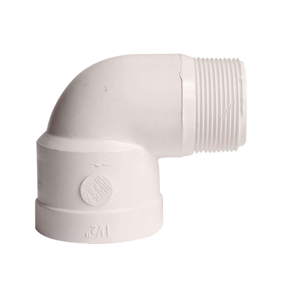Thrifco 8114194 Lot de 2 coudes en PVC 90 SCH 40 filetage mâle x femelle 3,8 cm