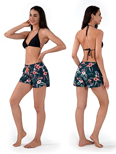 Actleis Womens Swim Shorts Upf50+ Board Shorts Quick Dry Beach Shorts Drawstring Sports Summer Bottom L Cattleya #TOP2