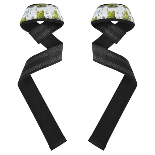 Nander Cute Frog Wrist Straps for Weightlifting,Lifting Straps with Neoprene Cushioned Wrist Padded and Anti-Skid Silicone for Strength Training,Bodybuilding,Deadlifting