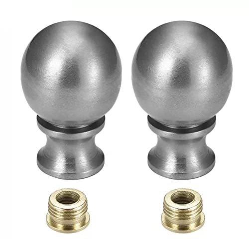 Image of TWDRTDD 2Pcs Lamp Finials,1-1 /2 Inch Tall Brushed Nickel Finish Ball Lamp Topper Knob Decoration for Tabletop Lamps or Floor Lamps