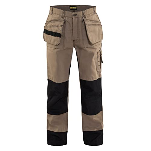 BLAKLADER 1680: Heavy Worker Pants, Color: Khaki/Black Craftsmen, Size: 40x34 (16801380239940:34)