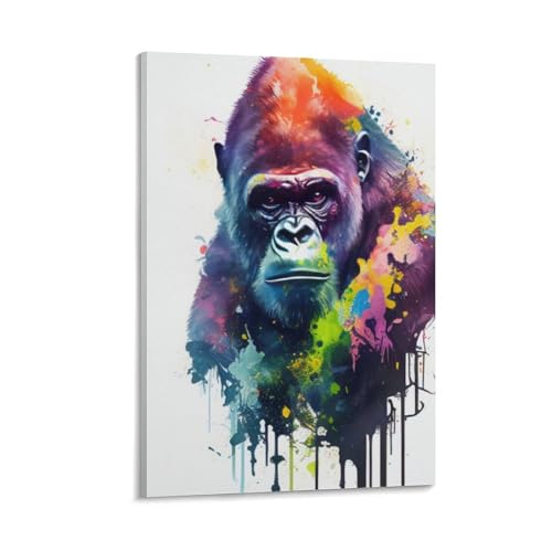 Poster aquarelle Gorilla portrait peinture animaux de décoration 40x60