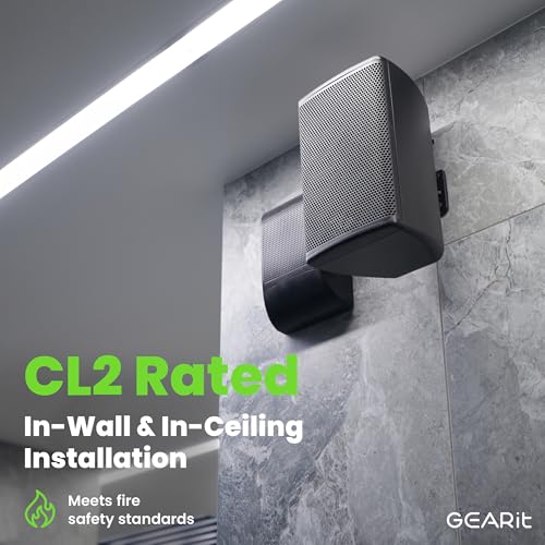 gearit 10awg speaker cable wire with gold-plated banana tip plugs 10 feet in-wall cl2 rated heavy duty braided 999 oxygen-free copper ofc - black