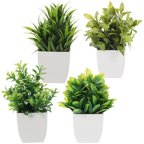 BESPORTBLE 4pcs Artificial Potted Plant Plastic Plants Office Plants Houseplant Pots Plastic Potted Plants Mini Artificial Plants Office Decor Realistic Bonsai Mini Potted Plants Artificial