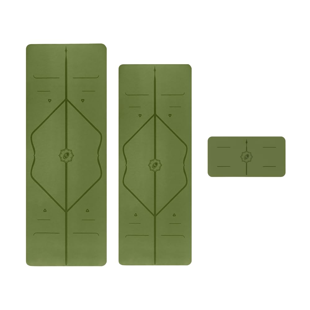 LIFORME Original Mat Travel Mat Yoga Pad Bundle Pack Patented Alignment System Eco-Friendly Non-Slip Warrior-Grip Made with Natural