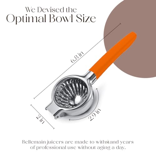 Image of Bellemain Citrus Juicer | Metal Lemon Squeezer | Lime and Lemon Juicer Stainless Steel with Silicone Handles | Manual Juicer, Citrus Squeezer, Hand Held Juicer | Bar Juicer for Bartender (Orange)