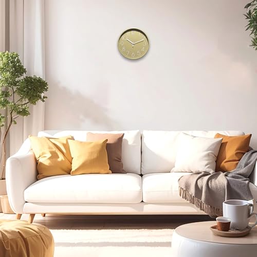 Image of Amazon Brand - Solimo 12-Inch Quartz Plastic Analog Wall Clock | Silent Sweep Movement | Pastel Shade | Embossed Numbers | Glass Cover | Peach | Contemporary Design