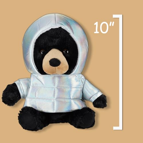 Fiesta Toy Puffer Jacket Black Bear Stuffed Animal Plush - Kids Puffer Jacket Character Keepsake with Custom Name4