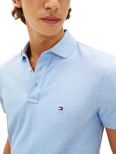Image of Tommy Hilfiger Men's Short Sleeve Polo Shirts in Slim Fit with Stretch and Organic Pique Cotton