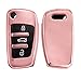 Produktbild kwmobile Autoschlüssel Hülle kompatibel mit Audi 3-Tasten Klappschlüssel - Schlüsselhülle Silikon Cover - Hochglanz Rosegold