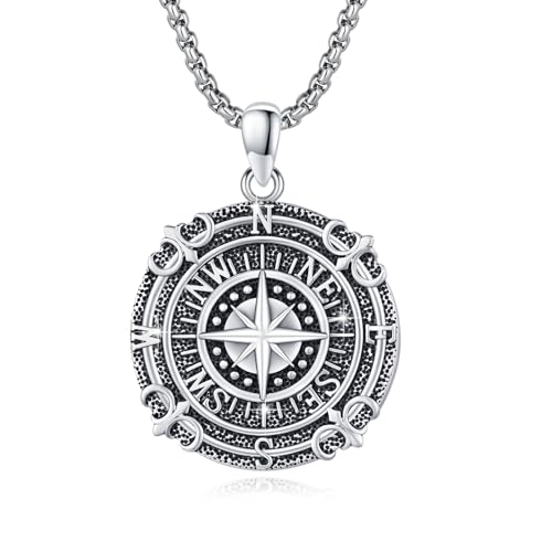 Collier boussole homme en argent 925 contre l'usure des bijoux pour garder son style