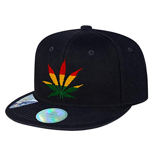 Casquette marijuana snapback réglable brodée visière plate