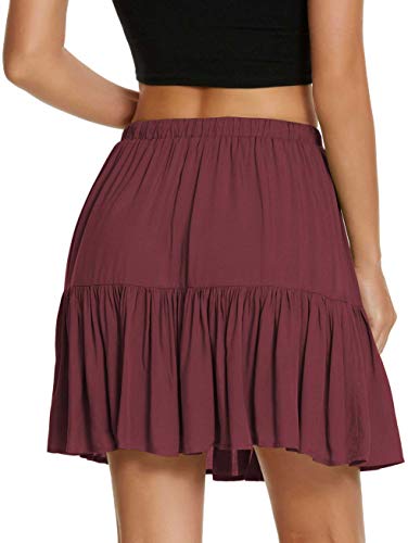 Urban CoCo Women's Flared Short Skirt Floral/Solid Ruffle Mini Skater Skirt3