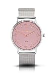 bergmann damenuhr cor  Bergmann Damen Herren Armbanduhr COR Silber Analog Quarz Rosa Zifferblatt silbernes Mesharmband