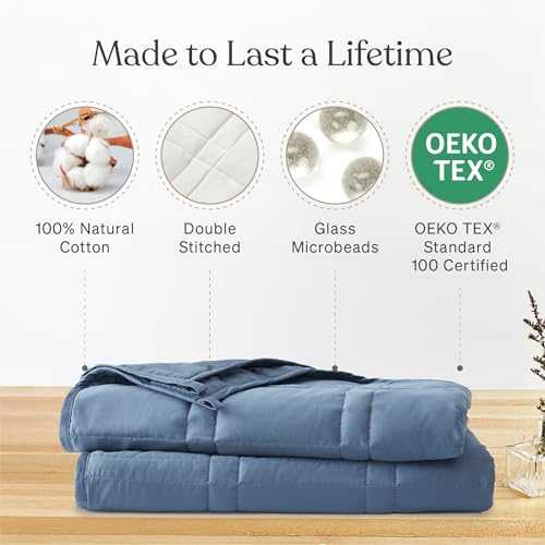Image of Baloo Weighted Blanket for Adults 15 lb Full /Queen (Dusk, 60 inchx80 inch) | Cool & 100% Cotton | Machine Washable & Dryer Safe | Glass Microbead Fill