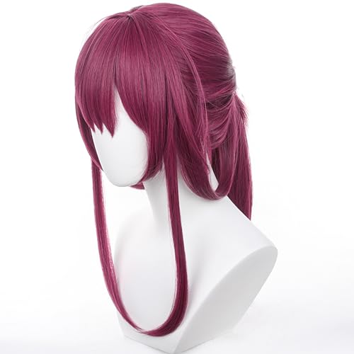 Image of Anime Purple Red Wigs Long Straight Wig with Bangs and Ponytail Adult COS Game Cosplay Wigs Halloween,Christmas,Comic con,Game Show,Party