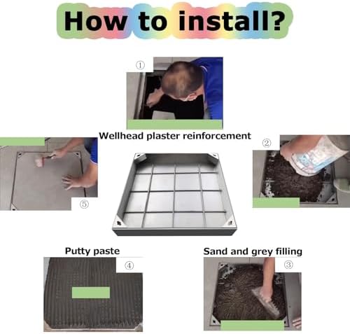 Invisible Square Recessed Manhole Cover for Pavers, 38x38 Inch Heavy-Duty Metal Inspection Lid, Durable Embedded Outdoor/Indoor Septic Tank Access Cover