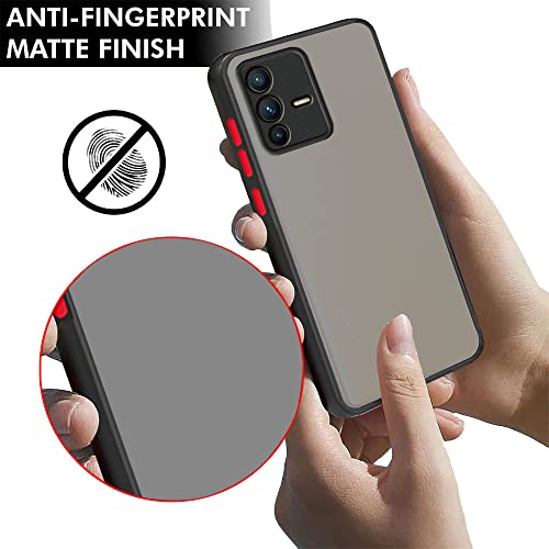 Image of TheGiftKart Polycarbonate Translucent Hybrid Vivo V23 5G Back Case Cover | Smoked Matte Back | 360 Degree Protection | Protective Hard Back Case Cover For Vivo V23 5G (Black Bumper)