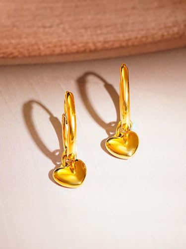 Image of 18K Gold Plated Heart Earrings for Women & Girls | Heart Hoops, Studs & Huggies | Waterproof and Anti Tarnish Jewellery | Valentines Gift for Girlfriend | Gifts for Women | 1 Year Warranty*