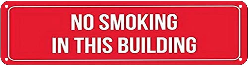 No Smoking in This Building Retro Tin Signs Aluminum Metal Sign for Kitchen Home Garden Wall Bar Cafe Decor 4x16 Inch