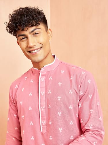 Image of VASTRAMAY Men's Printed Straight Kurta with Mandarin Collar | Ethnic Indian Traditional Kurta for Festive, Wedding & Casual Outfit