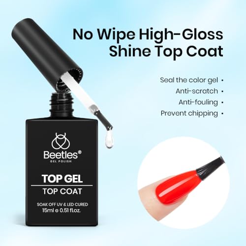 Image of Beetles No Wipe Gel Top Coat Gel Nail Polish 2Pcs 15ml