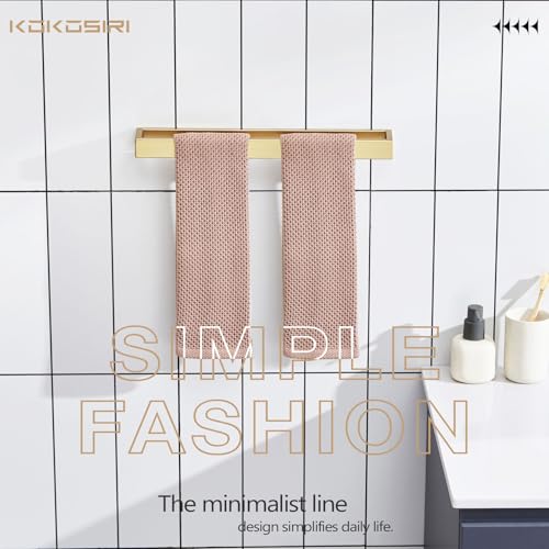 Image of KOKOSIRI Towel Bar Brushed Gold Bath Towel Holder 16 Inch Kitchen Towel Hanger Rack Stainless Steel Bathroom Hardware Wall Mounted, 1 Pack B4008BG-L16
